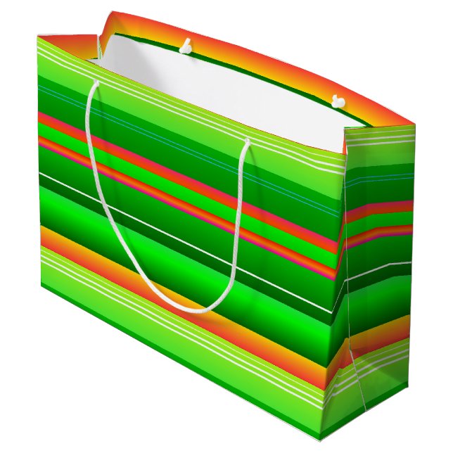 Weihnachtsfarbe kreativ grün gestreift große geschenktüte (Rückseite Schrägansicht)