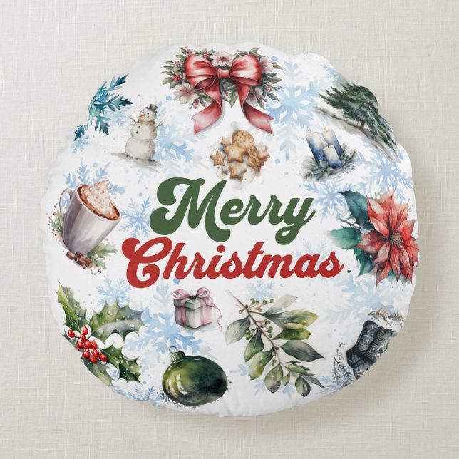 Weihnachtsfarbe Rundes Kissen (Vorderseite)