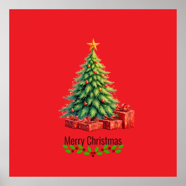 Weihnachtsfarben, dekorierter Weihnachtsbaum, Poster (Vorne)