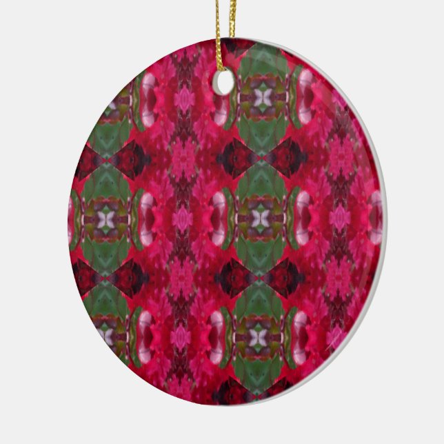 Weihnachtsfarben Kaleidoskop Keramik Ornament (Links)