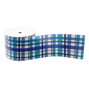 Weihnachtsfarben Kariert Blau Weiß Ripsband
