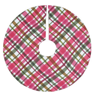 Weihnachtsfarben Kariert Rot Grün Polyester Weihnachtsbaumdecke