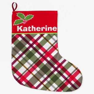 Weihnachtsfarben Karierter Strumpf Großer Weihnachtsstrumpf