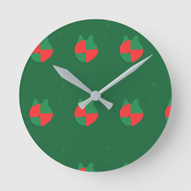 Weihnachtsfarben Runde Wanduhr (Vorderseite)