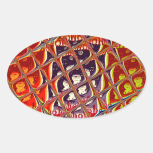 Weihnachtsfarben Snow Santa HoHoho Pop Ar Ovaler Aufkleber