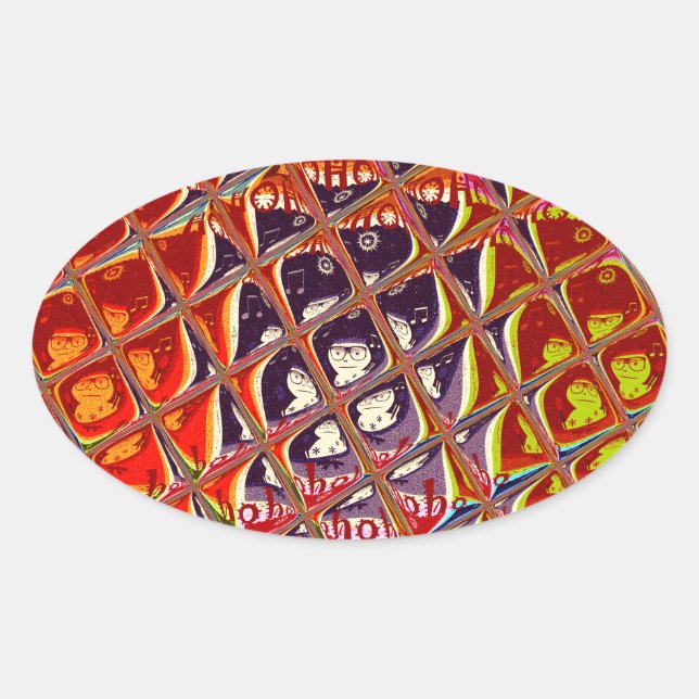 Weihnachtsfarben Snow Santa HoHoho Pop Ar Ovaler Aufkleber (Vorderseite)