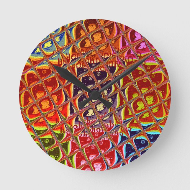 Weihnachtsfarben Snow Santa HoHoho Pop Ar Runde Wanduhr (Vorderseite)