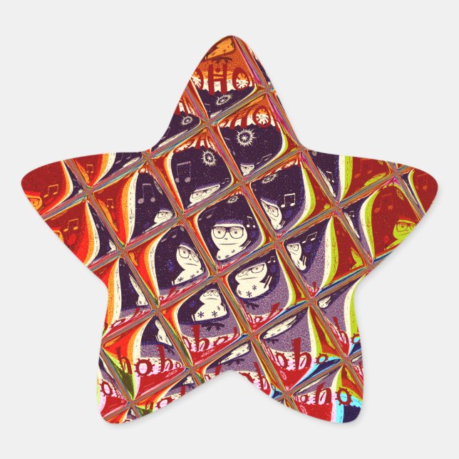 Weihnachtsfarben Snow Santa HoHoho Pop Ar Stern-Aufkleber (Vorderseite)