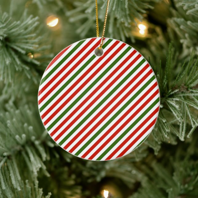 Weihnachtsfarben Streifen Keramik Ornament (Baum)