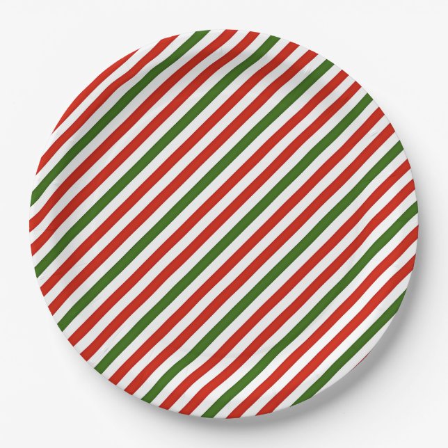 Weihnachtsfarben Streifen, Pappteller (Vorderseite)