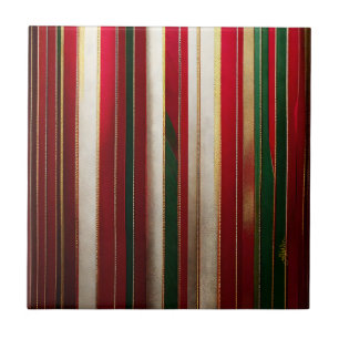 Weihnachtsfarben Streifen Rot Grün Weiß Gold Fliese
