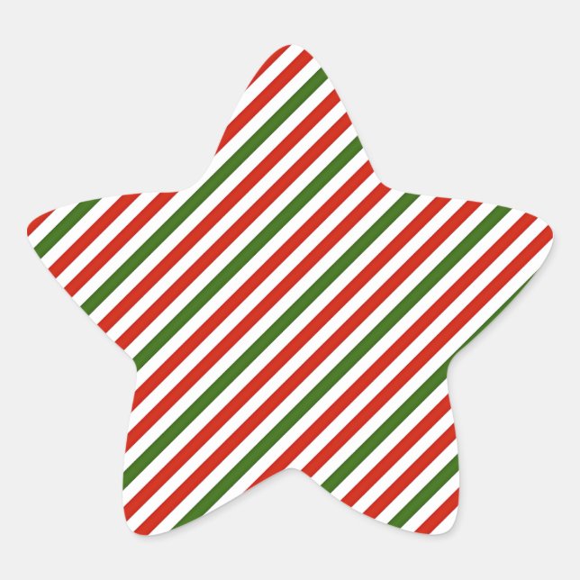 Weihnachtsfarben Streifen, Stern-Aufkleber (Vorderseite)