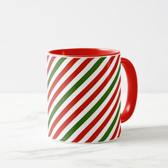 Weihnachtsfarben Streifen Tasse (VorderseiteRechts)
