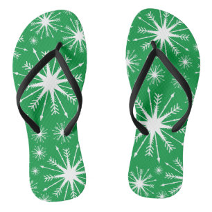 Weihnachtsfarben und Schneeflocken Flip Flops