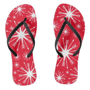 Weihnachtsfarben Und Schneeflocken Flip Flops