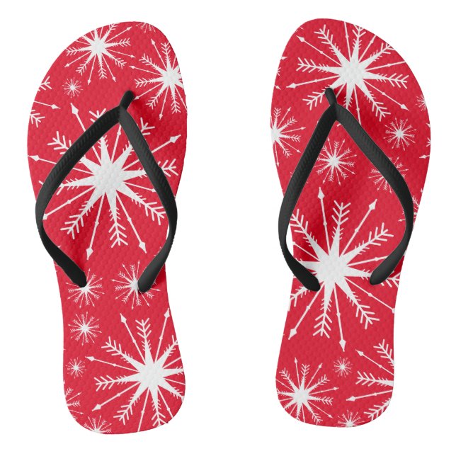 Weihnachtsfarben und Schneeflocken Flip Flops (Fußbett)