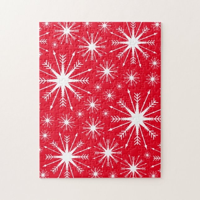 Weihnachtsfarben und Schneeflocken Jigsaw Puzzle (Vertikal)