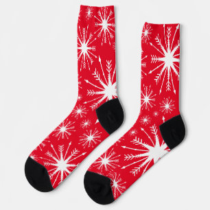 Weihnachtsfarben und Schneeflocken Socken