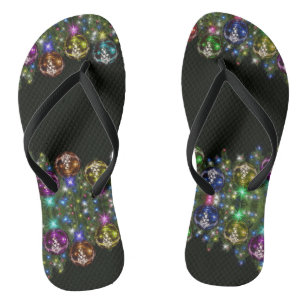 Weihnachtsfarbene Ornamente Feiertage Schwarz Flip Flops