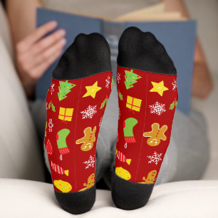 Weihnachtsfarbenmuster rot socken