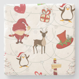 Weihnachtsfarbige Symbole 2 veränderbarer Hintergr Steinuntersetzer