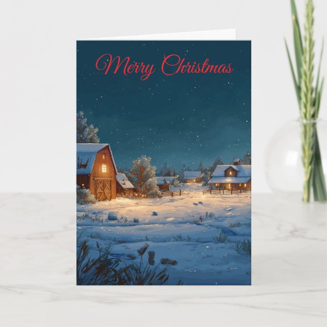 Weihnachtsfarm Feiertagskarte (Vorderseite)