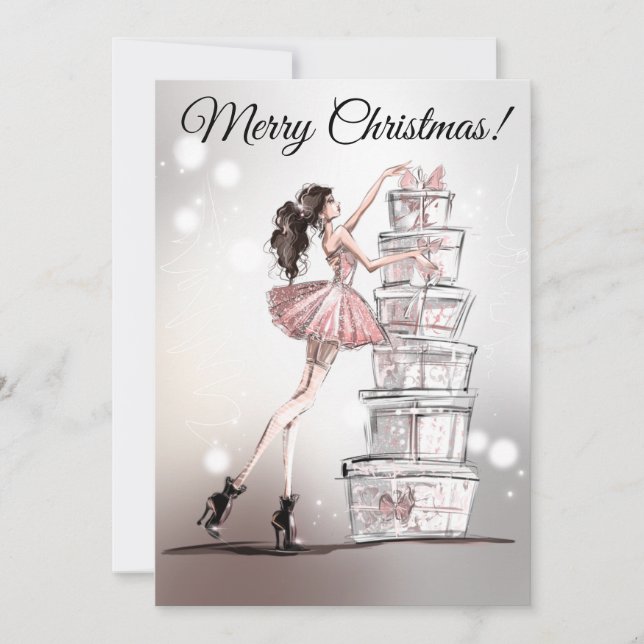 Weihnachtsfashion Illustration Card Einladung (Vorderseite)
