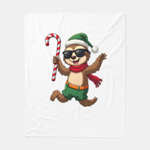 Weihnachtsfaultier-Elf-Peppermint-Candy-Cane-Shirt Fleecedecke