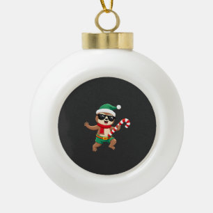 Weihnachtsfaultier-Elf-Peppermint-Candy-Cane-Shirt Keramik Kugel-Ornament