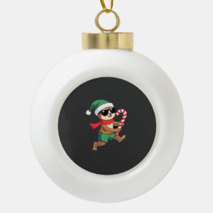 Weihnachtsfaultier-Elf-Peppermint-Candy-Cane-Shirt Keramik Kugel-Ornament