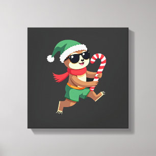 Weihnachtsfaultier-Elf-Peppermint-Candy-Cane-Shirt Leinwanddruck
