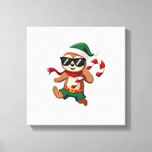 Weihnachtsfaultier-Elf-Peppermint-Candy-Cane-Shirt Leinwanddruck