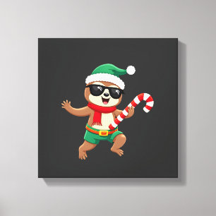 Weihnachtsfaultier-Elf-Peppermint-Candy-Cane-Shirt Leinwanddruck