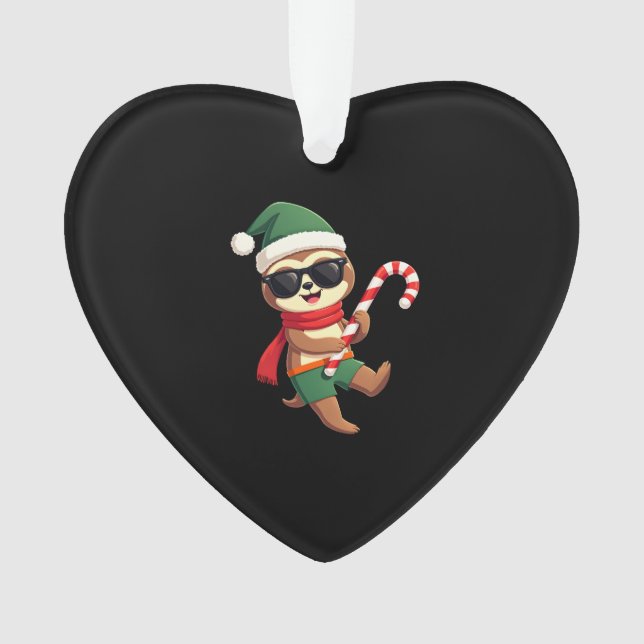 Weihnachtsfaultier-Elf-Peppermint-Candy-Cane-Shirt Ornament (Vorderseite)
