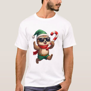 Weihnachtsfaultier-Elf-Peppermint-Candy-Cane-Shirt T-Shirt