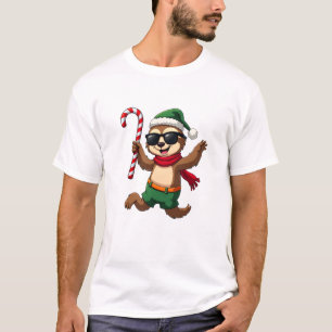 Weihnachtsfaultier-Elf-Pfefferminz-Candy-Cane-Shir T-Shirt