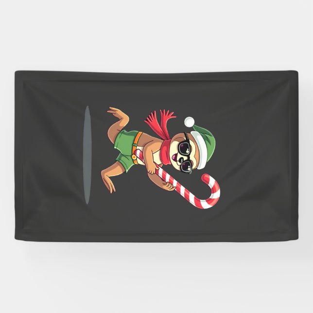 Weihnachtsfaultier-Elf-Zuckerrohr-Shirt Gi Banner (Horizontal)