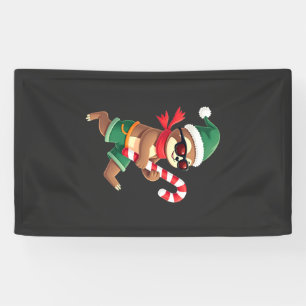 Weihnachtsfaultier-Elf-Zuckerrohr-Shirt Gi Banner