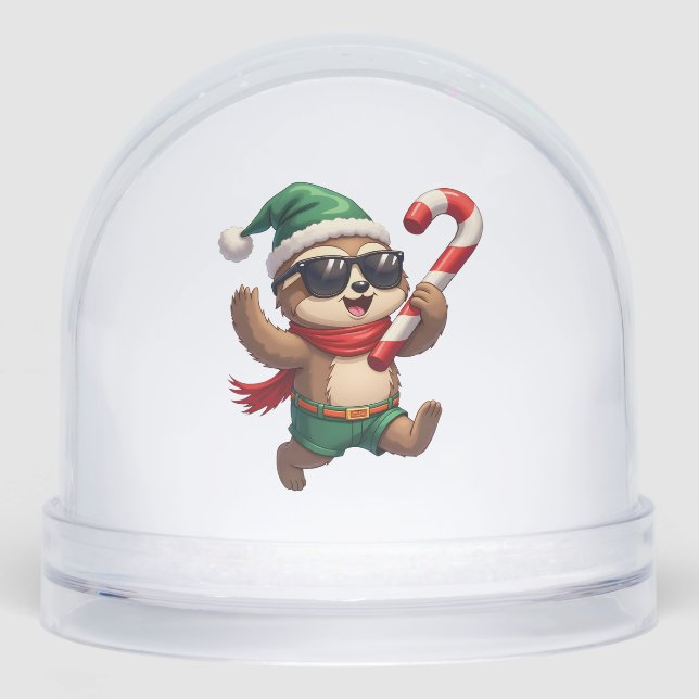 Weihnachtsfaultier-Elf-Zuckerrohr-Shirt Gi Schneekugeln (Vorderseite)