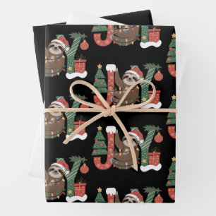 Weihnachtsfaultier Feiertagsbaum Geschenke Freude  Geschenkpapier Set