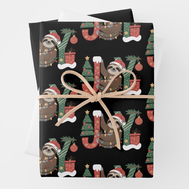Weihnachtsfaultier Feiertagsbaum Geschenke Freude  Geschenkpapier Set (Beispiel)