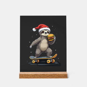 WEIHNACHTSFAULTIER Lustiges Weihnachten Skateboard Acrylschild