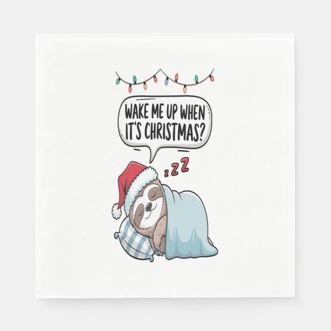 Weihnachtsfaultier schlafende Feiertage Serviette (Vorderseite)