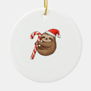 Weihnachtsfaultier umarmt Candy Cane Classic T-Shi Keramik Ornament