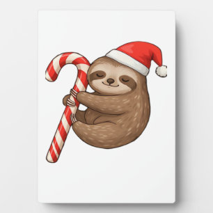 Weihnachtsfaultier umarmt Christstollen klassische Fotoplatte