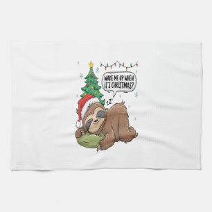 Weihnachtsfaultier Weck mich auf Feiertagsnickerch Geschirrtuch