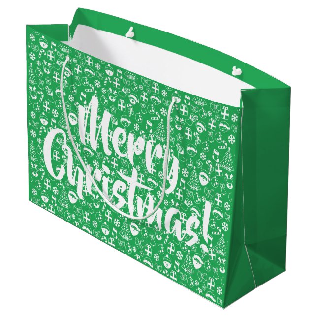 Weihnachtsfavoriten Green Santa Elf Snowman Santa Große Geschenktüte (Rückseite Schrägansicht)