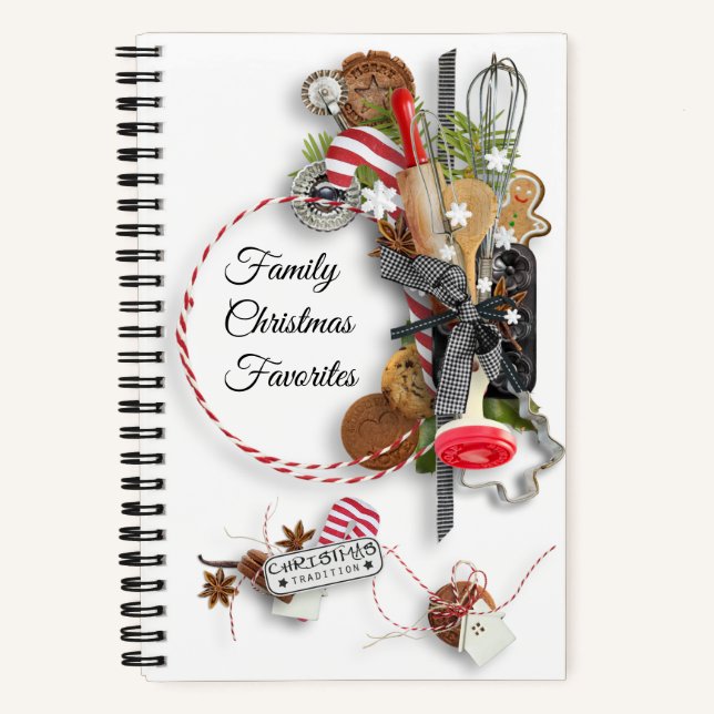 Weihnachtsfavoriten Spiralrezeptur-Notebook Notizbuch (Vorderseite)