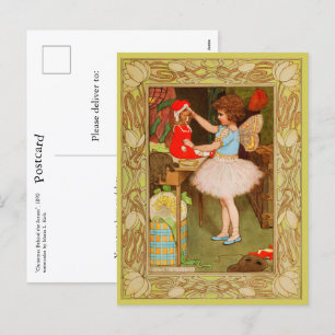 Weihnachtsfee Ballerina Mädchen Schmetterling Vint Feiertagspostkarte