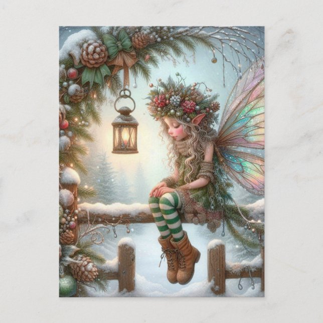 Weihnachtsfee Feiertagspostkarte (Vorderseite)